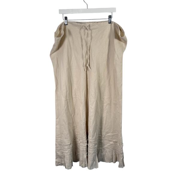 Old Navy Vintage Y2K Low Waist 100% Linen Maki Skirt Beige Boho Festival Size 20 - Picture 1 of 7
